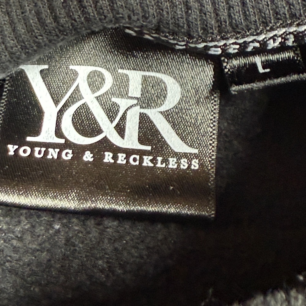 Young Reckless Womens Sweatshirt L Black Spellout LA Script Urban Streetwear - Picture 11 of 16